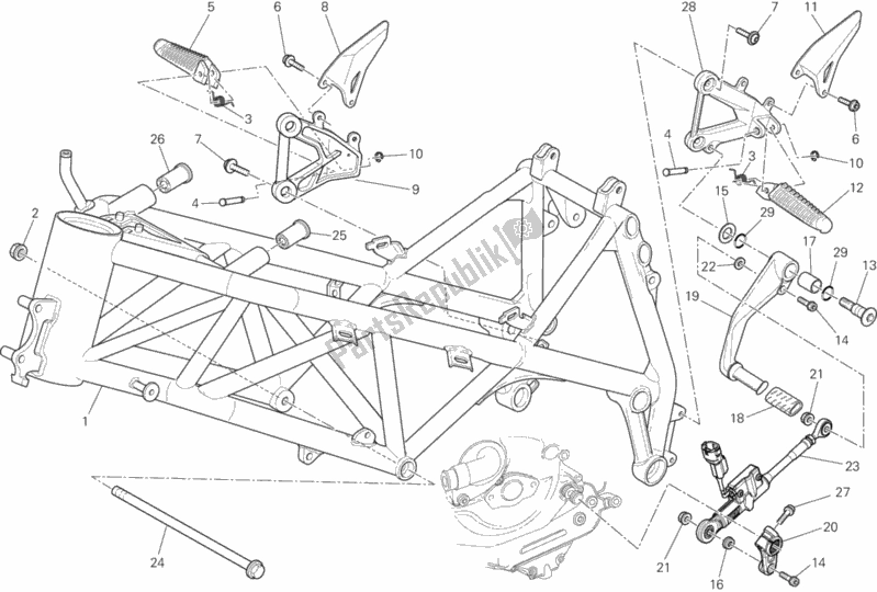 Tutte le parti per il Telaio del Ducati Superbike 848 EVO Corse SE 2012